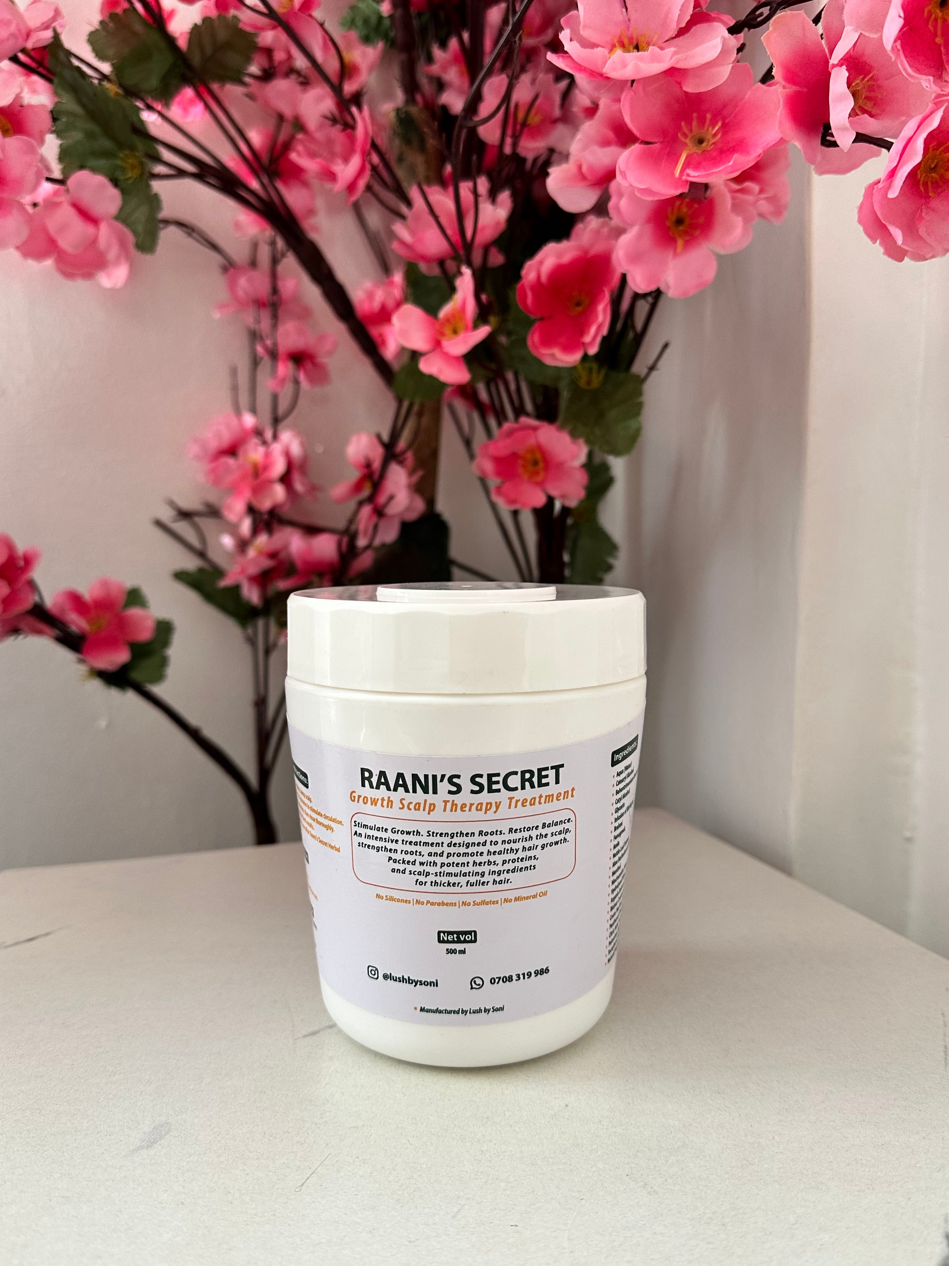 Raani’s Secret Growth Scalp Therapy Treatment – Stimulate Growth. Strengthen Roots. Restore Balance.